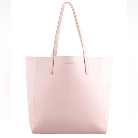 Monique Lhullier Vegan Leather Tote Bag Pink Handbag 14x18 in - Picture 2 of 14